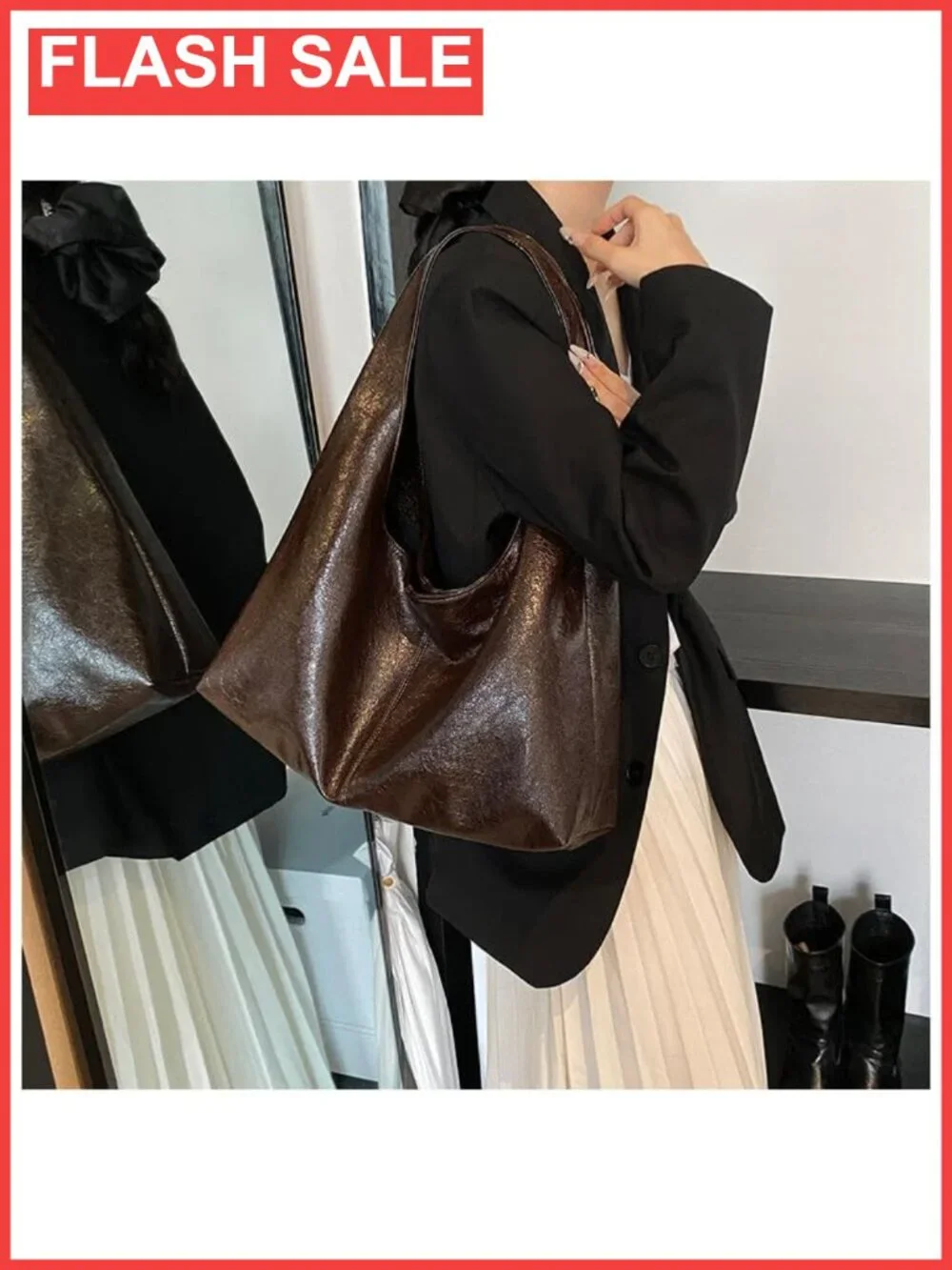 Large Slouchy Hobo Tote Bag Faux Leather Work Tote for Women